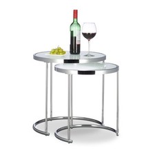Table d'appoint tables basses modernes 50 cm 2 pièces table gigogne en verre