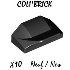 Lego 47458 - 10x Brique / Slope Curved 1x2x2/3 Wing End - Noir Black - Neuf