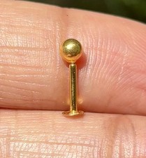 1 pièce de clous de nez à billes en or pur de 3,4 mm, anneau de nez avec vis,...