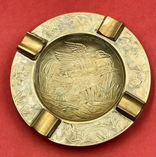 GOLD BRASS ASHTRAY WATER GAME HUNTING SCENE / Brass Ashtray Waterfowl »