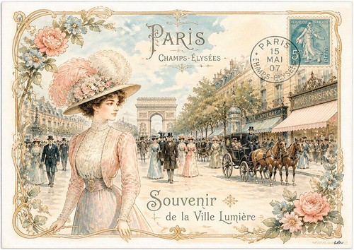 Paris 1900 illustration - paris,