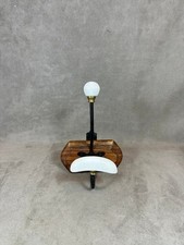 Vintage 1960s Wood and Porcelain Wall Coat Rack