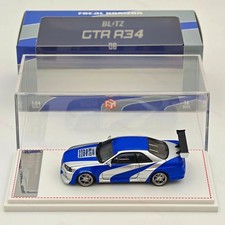 FH 1/64 Nissan Skyline R34 GTR Silver Blue Diecast Model Car Limited Collection