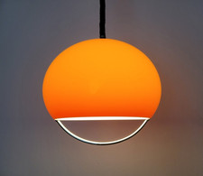 Rare 70s HARVEY GUZZINI Orange Acrylic Pendant Lamp 3024 JOLLY by LUIGI MASSONI