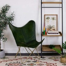 2 Handmade Vert Buffalo Cuir Papillon Chaise Salon Relax Fauteuil Homedécor