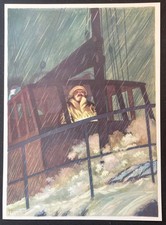 Homme passerelle bateau pluie