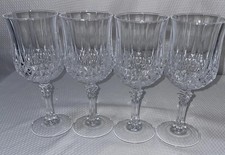 CRISTAL D'ARQUES France Longchamp  6 oz Wine Glasses. 7.25” tall.