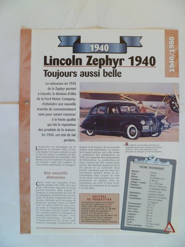 Carte fiche auto lincoln - carte,