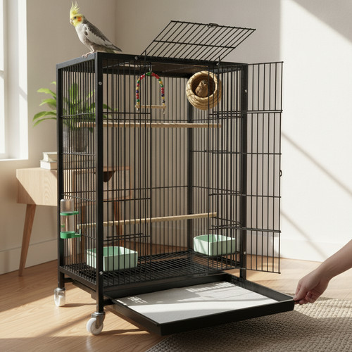 Cage oiseaux métal - cage, avec