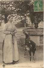 FANCY POSTCARD PROFESSION FOLKLORE UNE MILIERE ET SA GOAT