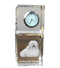 Coton de Tulear crystal clock with a dog Art-Dog