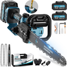 12 Pouces Tronçonneuse À Batterie, 2X4000Mah Tronçonneuse Électrique Sans Fil, É