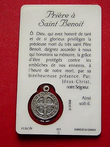 Carte priere avec - carte, medaille