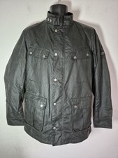 Barbour International Duke Wax Jacket Black Size Large Men's Biker Style