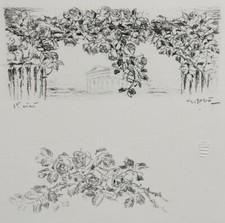 PAYSAGE ANTIQUE Fleurs GEORGES GOBO Gravure Originale Signee XX°