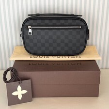 Near Mint LOUIS VUITTON Damier Graphite Ambler N41289 Waist Bum Bag 2WAY CA1195