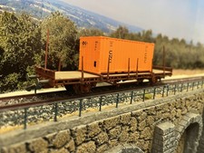 Wagon plat avec container roco