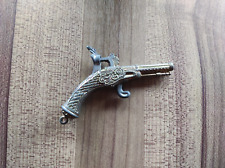 Antique Metal Musket Shaped Keychain with Moving Parts