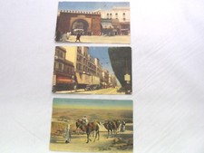 3 Vintage Postcards Tunis Port De France, Avenue Jules Ferry, Biskra Caravanne 