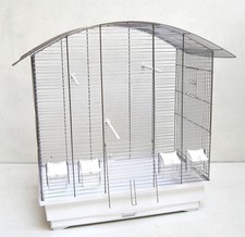 Cage À Oiseaux Ula, Maison Pour Oiseaux Avec Accessoires, Chrome/Blanc