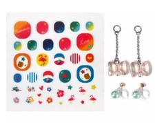 Accessories (non-metal) 4WAY earrings & summer pedicure stickers Nakayoshi