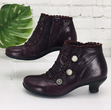 BRAKO Anatomic Moto Boho Ankle Boot Women's 39 EU/8 US Brungundy Leather RARE