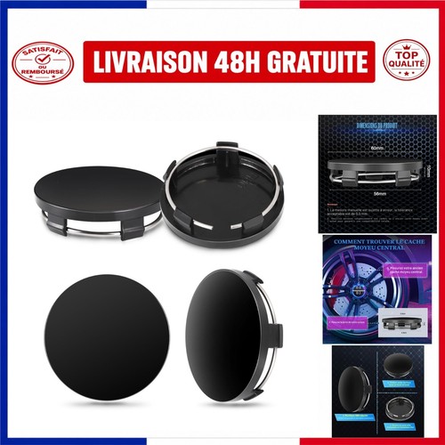 Cache moyeu 60mm noir - 4x,