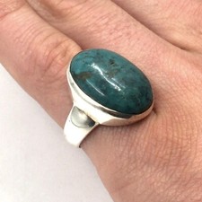 vintage seal ring turquoise 925 silver jewelry 18.1mm / 57 silver ring turquoise
