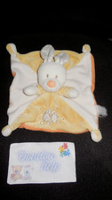 doudou plat lapin blanc jaune