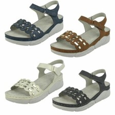 Femmes Spot On Bride Cheville Mi Sandales Compensées