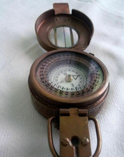 Ancienne boussole de poche en laiton prismatique militaire britannique vintag...