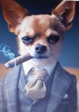 Tableau impression sur Toile sous vitre encadré Représentant un Chiwawa Dandy 