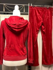 BCBGMaxAzria Velour Rouge Zip Up Hoodie SP Low Rise Straight Leg Pants 34 x 31 M