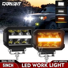 2 Phares de Travail LED 12-24V Projecteur Longue Portée Feu Position Blanc Ambre