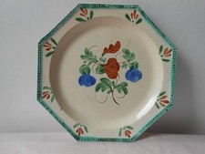 Ancienne assiette octogonale faience  fine d' Aumale. XIXème.