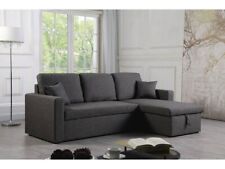 Canapé d'angle convertible "Alain" - 221 x 145 x 85 cm - 3 places - Gris - Habit