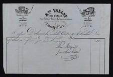 Invoice MONTPELLIER 1853 pension horses VALLAT illustrated header billhead 3