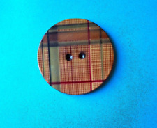 ANTIQUE BUTTON, circa 1950, 60 mm, Bakelite (?), Imitation Scottish Fabric