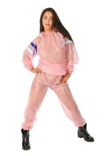 Ensemble De Sauna En PVC 2 Pièces Avec Capuche Rose Transparent