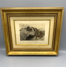 Antique L.P. Engraving Sergeant 1908 Napoleon, Ney at Waterloo Military Art Frame 