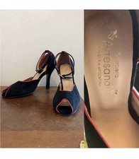 Vintage Deadstock Black Peep Toe Ankle Strap Heels Vintage Rockabilly Pumps