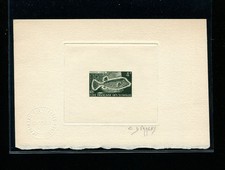 Somali Coast 1959 Fish Scott 278 Rare Signed Sunken Die Artist Proof in Green