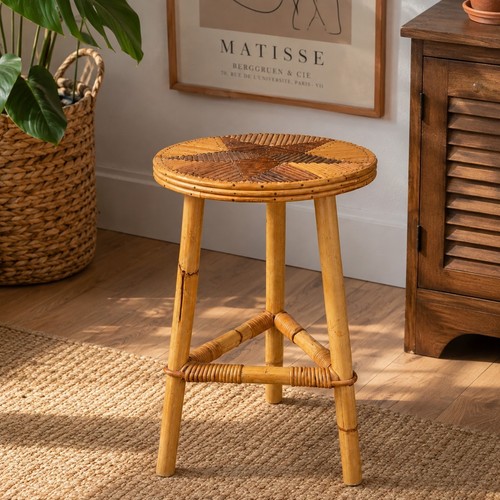 Tabouret vintage bambou et - tabouret,