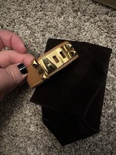 Hermes Collier de Chien bracelet Tan Yellow Goldtone 8 Inches T3