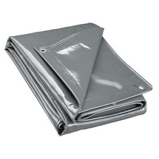 Wiltec Bâche Camion 3x 4m Grise Polyester Revêtement PVC Œillets inox 650 g/m²