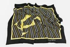 CARTIER: Black, "Double C" Logo 100% Silk Twill, Scarf/Foulard 32" x 32" (mm)