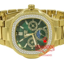 Mens Green Dial Gold Tone