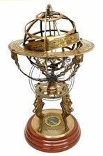 Boussole astrolabe style ancien armillaire gravée sphère nautique en laiton...