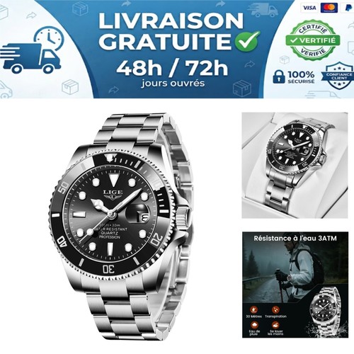 Montre homme lige quartz acier - montre,