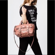 Zadig & Voltaire Sac Rider brown lambskin adorned with metal studded satchel bag